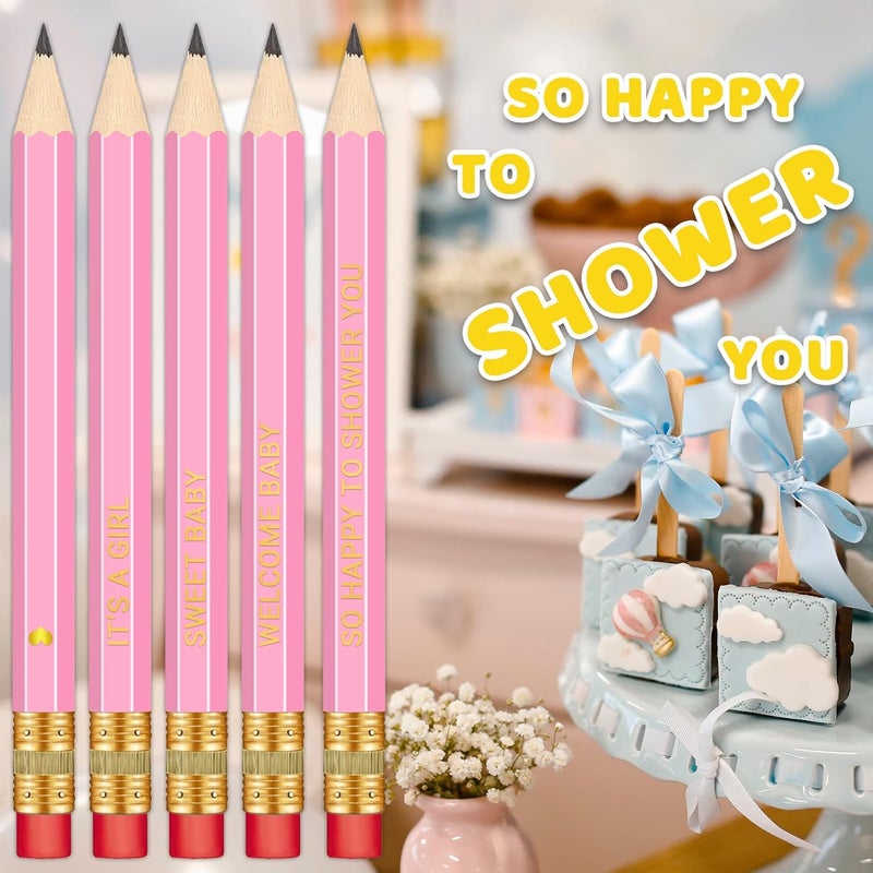 Vusnud 50Pcs - Baby Shower Sharpened Half Pencils with Erasers, Pre-sharpened Pencils for Baby Shower Games, 4 Inches - Image 4